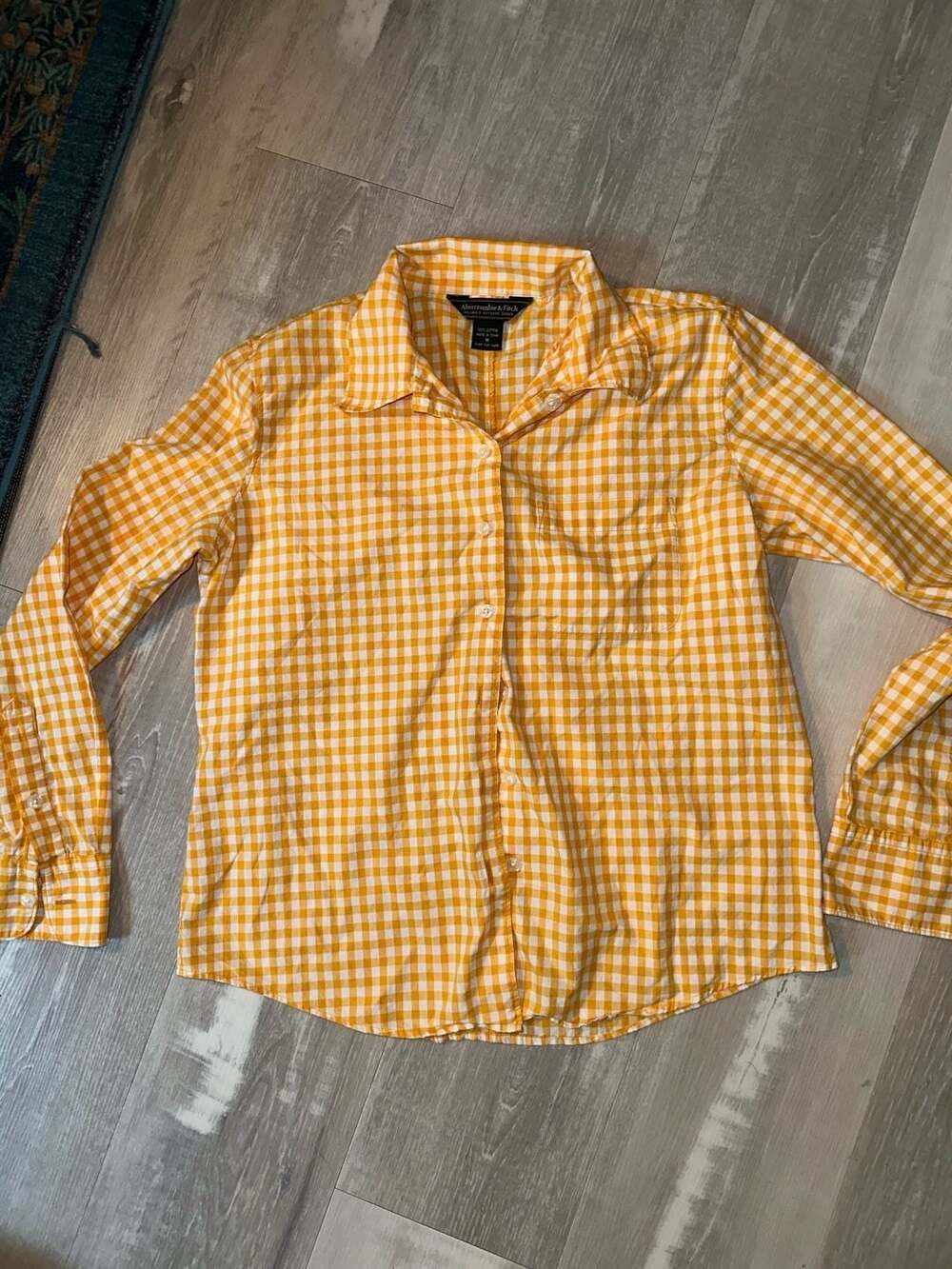 Abercrombie & Fitch Women's Long Sleeve Button-Down Gingham Plaid Shirt